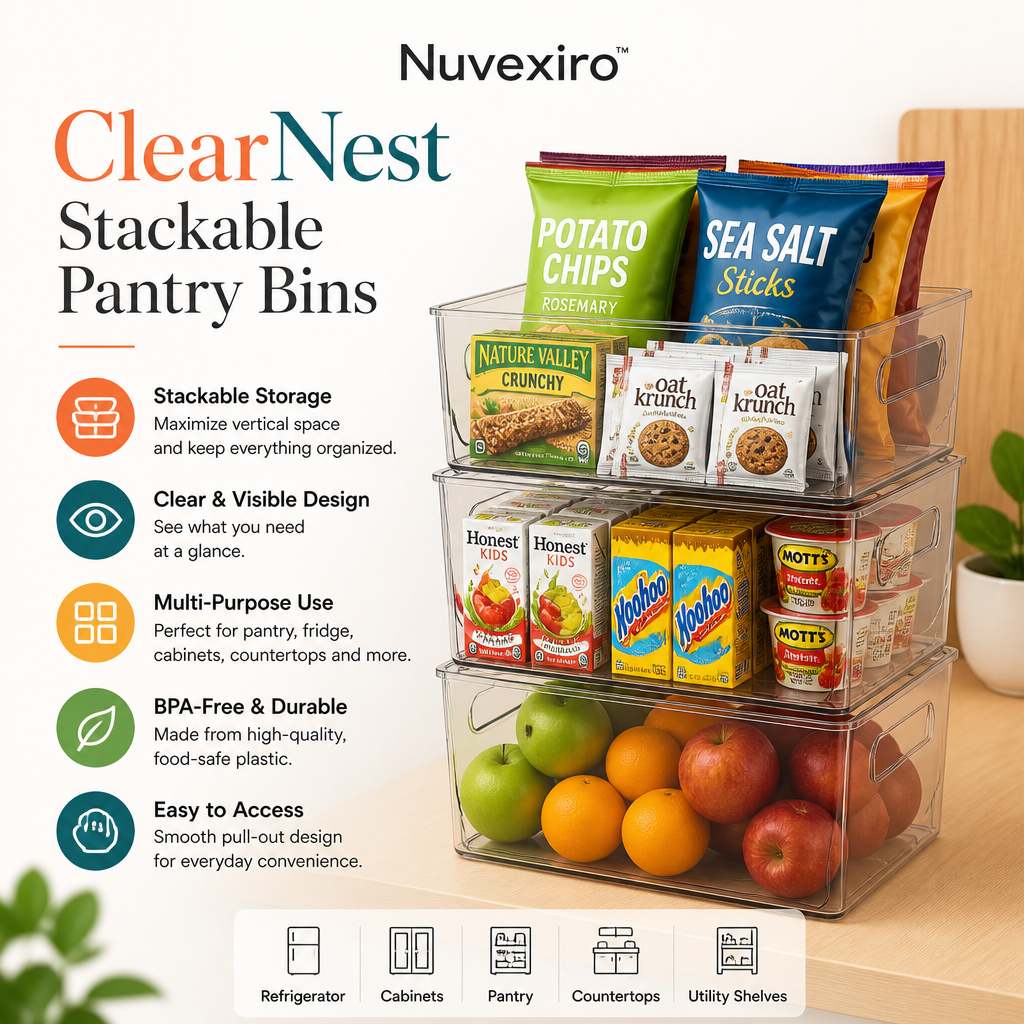 Nuvexiro™ ClearNest Stackable Pantry Bins